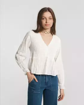 Женская блузка с длинными рукавами и V-образным вырезом Noon, цвет Crudo