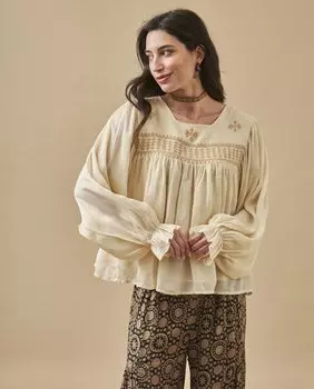 Женская блузка с длинными рукавами и вышивкой NKN Nekane