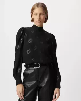 Женская блузка с длинными рукавами и высоким воротом IKKS, черный