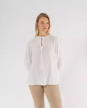 Женская блузка с длинными рукавами из ткани плюмети October, цвет Crudo