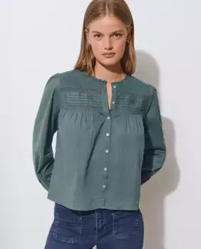 Женская блузка с длинными рукавами на кулиске Brownie, зеленый