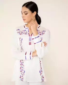 Женская блузка с длинными вышитыми рукавами Niza, белый
