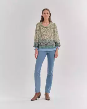 Женская блузка с драпированным воротником и длинными рукавами Lasserre, мультиколор