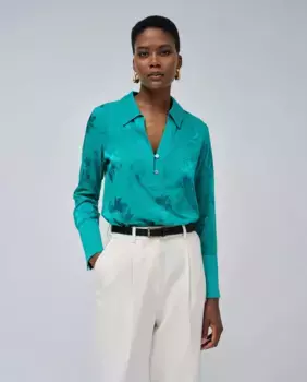 Женская блузка с фактурой деворе и длинными рукавами Salsa Jeans, зеленый