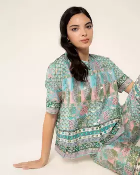 Женская блузка с геометрическим узором пейсли и золотой фольгой Niza, мультиколор