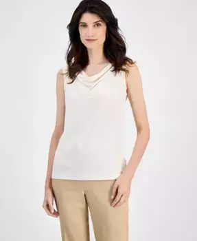 Женская блузка с каплевидными рукавами и драпированным воротником Kasper, белый