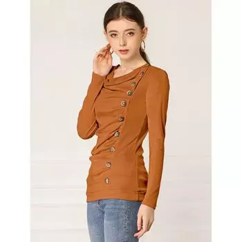 Женская блузка с капюшоном и пуговицами, длинными рукавами и рюшами ALLEGRA K, желтый