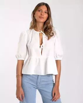 Женская блузка с коротким рукавом и бантами The-Are, белый
