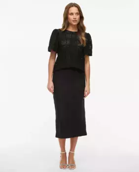 Женская блузка с коротким рукавом и кружевом Vila, черный