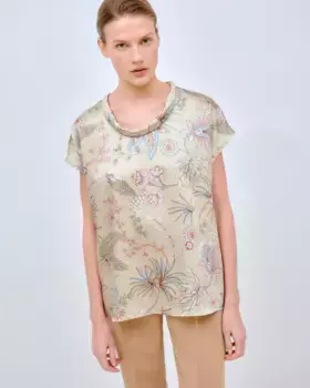 Женская блузка с коротким рукавом и принтом Lasserre, зеленый