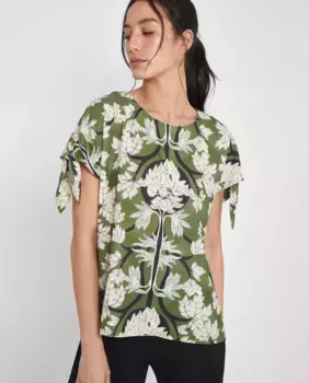 Женская блузка с коротким рукавом и принтом Trucco, зеленый