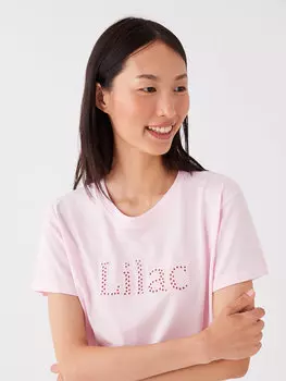 Женская блузка с коротким рукавом с круглым вырезом и узором LCW Casual