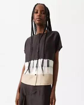 Женская блузка с короткими рукавами и пуговицами спереди с принтом Parfois, мультиколор