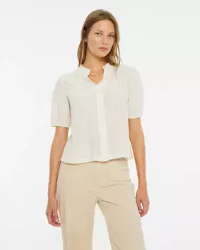 Женская блузка с короткими рукавами и рюшами System Action, цвет Crudo