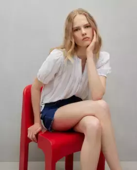 Женская блузка с короткими рукавами и узором «соты» Easy Wear, синий