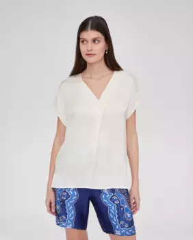 Женская блузка с короткими рукавами и V-образным вырезом October, цвет Crudo