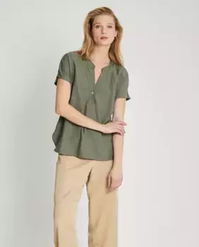 Женская блузка с короткими рукавами и воротником-стойкой Trucco, зеленый