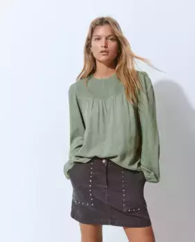 Женская блузка с круглым вырезом и халат Brownie, зеленый