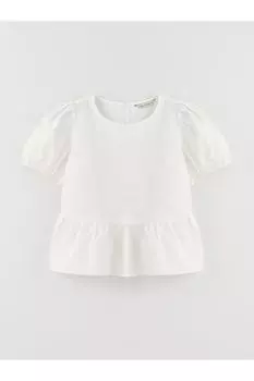 Женская блузка с круглым вырезом и коротким рукавом с вышивкой LC Waikiki, экрю