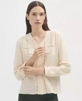 Женская блузка с круглым вырезом и кружевом Nice Things, цвет Crudo