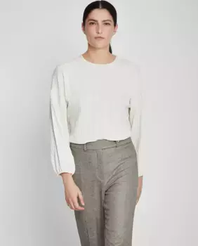 Женская блузка с круглым вырезом и рукавами-буфами Trucco, белый