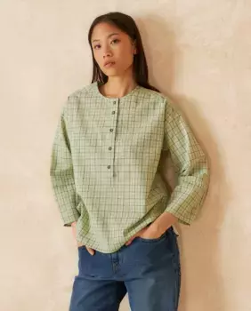 Женская блузка с круглым вырезом и рукавом три четверти Indi & Cold, цвет Verde Agua