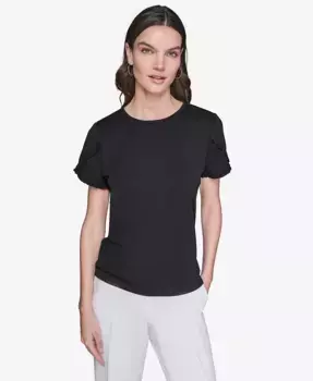 Женская блузка с круглым вырезом и рукавом-тюльпан KARL LAGERFELD PARIS, черный