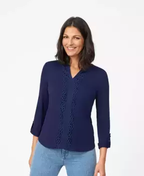 Женская блузка с кружевной отделкой Henley Cable & Gauge, синий