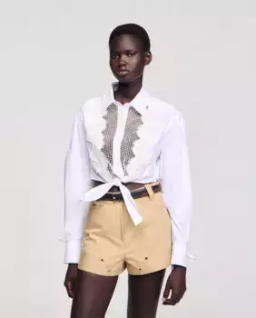 Женская блузка с кружевным жабо Sandro, белый