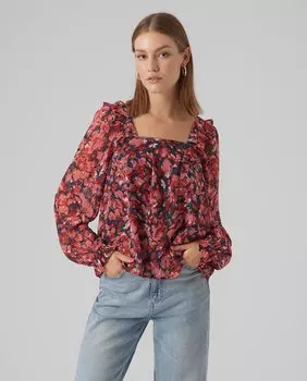 Женская блузка с квадратным вырезом и длинными рукавами Vero Moda, коралловый