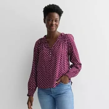 Женская блузка с манжетами и сборками Henley Sonoma Goods For Life, цвет red dainty floral