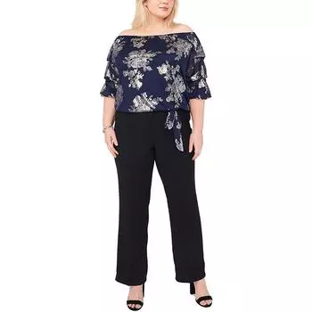 Женская блузка с металлическим цветочным принтом MSK, темно-синий/золотой