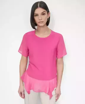 Женская блузка с платочным подолом DKNY, розовый