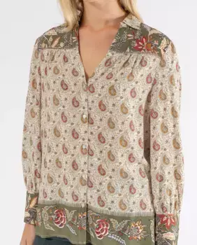 Женская блузка с позиционной каймой и антредо October, цвет Crudo