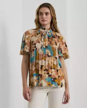 Женская блузка с принтом и бантом на шее Lauren Ralph Lauren, мультиколор