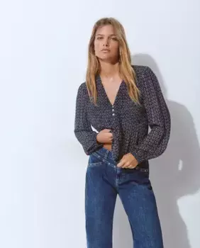 Женская блузка с принтом и халатом Brownie, синий