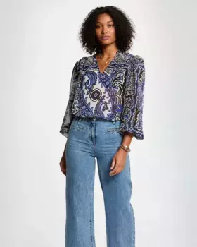 Женская блузка с принтом и рукавами-фонариками Morgan, мультиколор