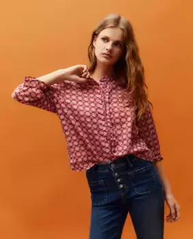 Женская блузка с принтом и рюшами Green Coast, бордовый