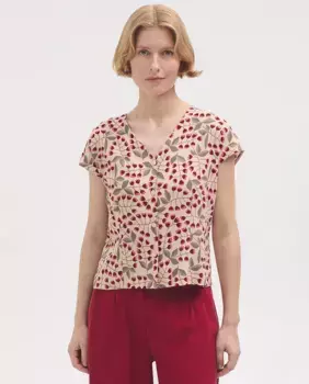 Женская блузка с принтом и V-образным вырезом Nice Things, цвет Crudo