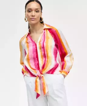 Женская блузка с принтом и завязкой спереди I.N.C. International Concepts, розовый