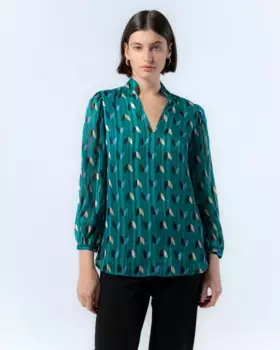 Женская блузка с принтом листьев София Niza, бирюзовый