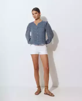 Женская блузка с принтом на пуговицах Brownie, синий