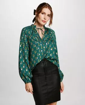 Женская блузка с принтом Vila, темно-зеленый