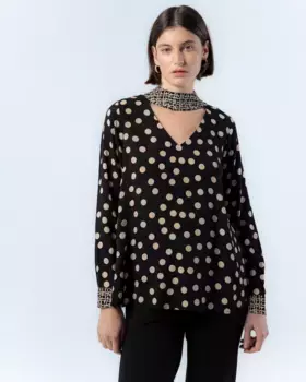 Женская блузка с принтом в горошек Amelia Niza, черный