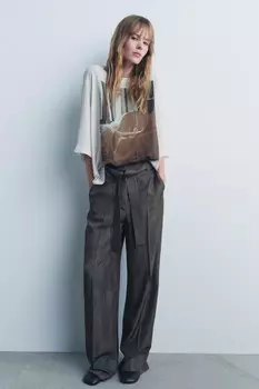Женская блузка с принтом ZARA, экрю