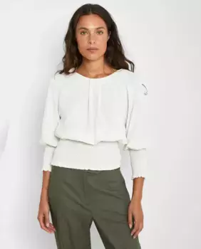 Женская блузка с присборенными манжетами и подолом Trucco, белый