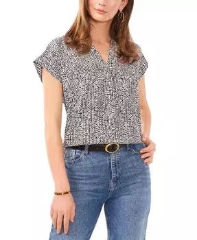 Женская блузка с разрезом и короткими рукавами с принтом Vince Camuto, мультиколор