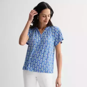 Женская блузка с регланом и сборкой Croft & Barrow, цвет blue soft tile