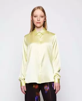 Женская блузка с рубашечным воротником и однотонным принтом Mirto, светло-зеленый