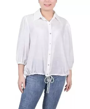 Женская блузка с рукавами 3/4 на кулиске NY Collection, белый